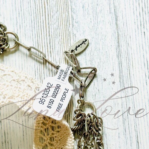 FREE PEOPLE Luca Silver Extreme Layered Necklace In Sage NWT - Picture 7 of 7